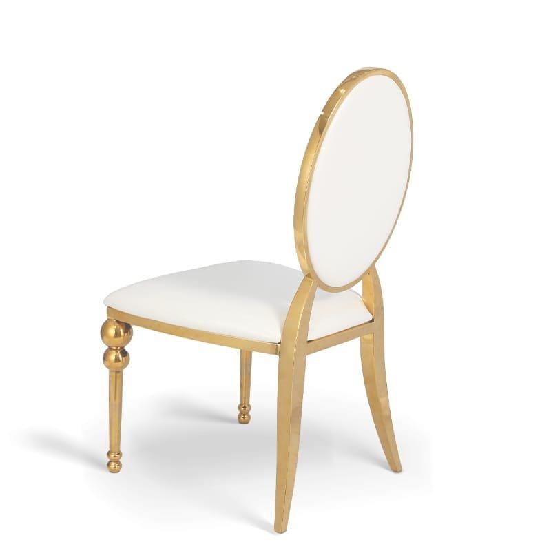 PU leather stainless steel round back chair - Image 2