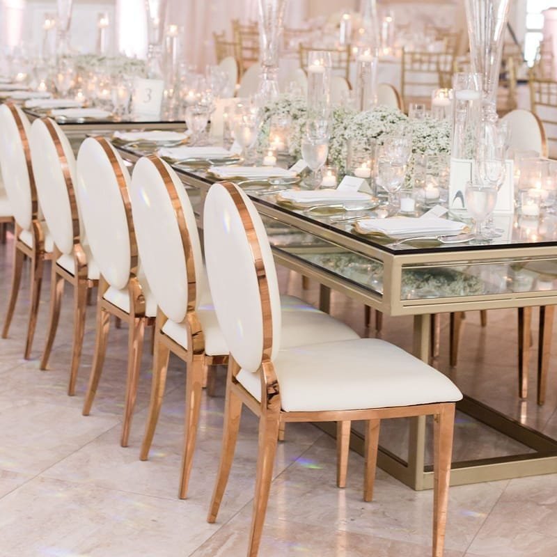 stainless steel round back chair for wedding - Image 7