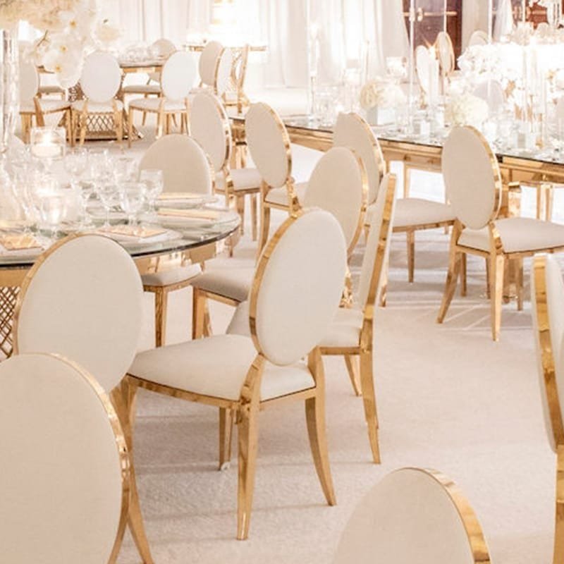 stainless steel round back chair for wedding - Image 5